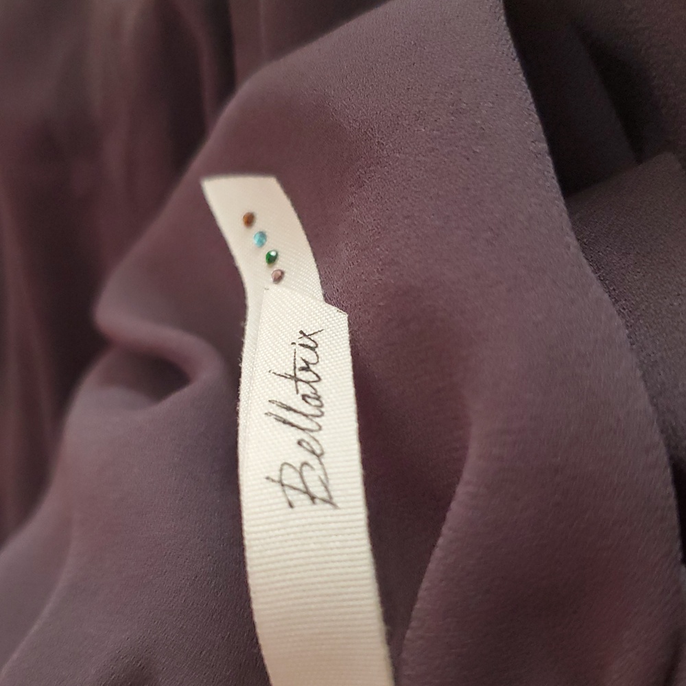 Bellatrix Brown Long Elastic Cuff Of The Sleeve Buttoned Blouse Size M - Picture 11 of 12